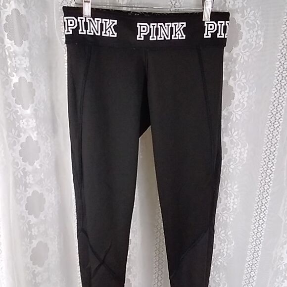 Pink Victoria Secret Pink Pants Women's Black Grey Reversible Leggings Stretch - Picture 9 of 12